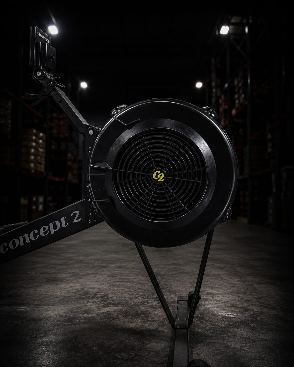 The Concept2 RowErg flywheel: the damper controls how much air flows into this housing